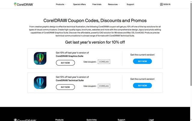 Corel Draw checkout page showing Corel Draw coupon code box | Screenshot taken by SimplyCodes community member on Sep 15, 2025