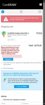 WELCOME coupon verification screenshot