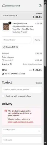 SIMONE15 coupon verification screenshot