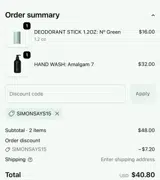 SIMONSAYS15 coupon verification screenshot
