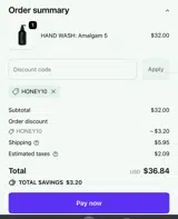HONEY10 coupon verification screenshot