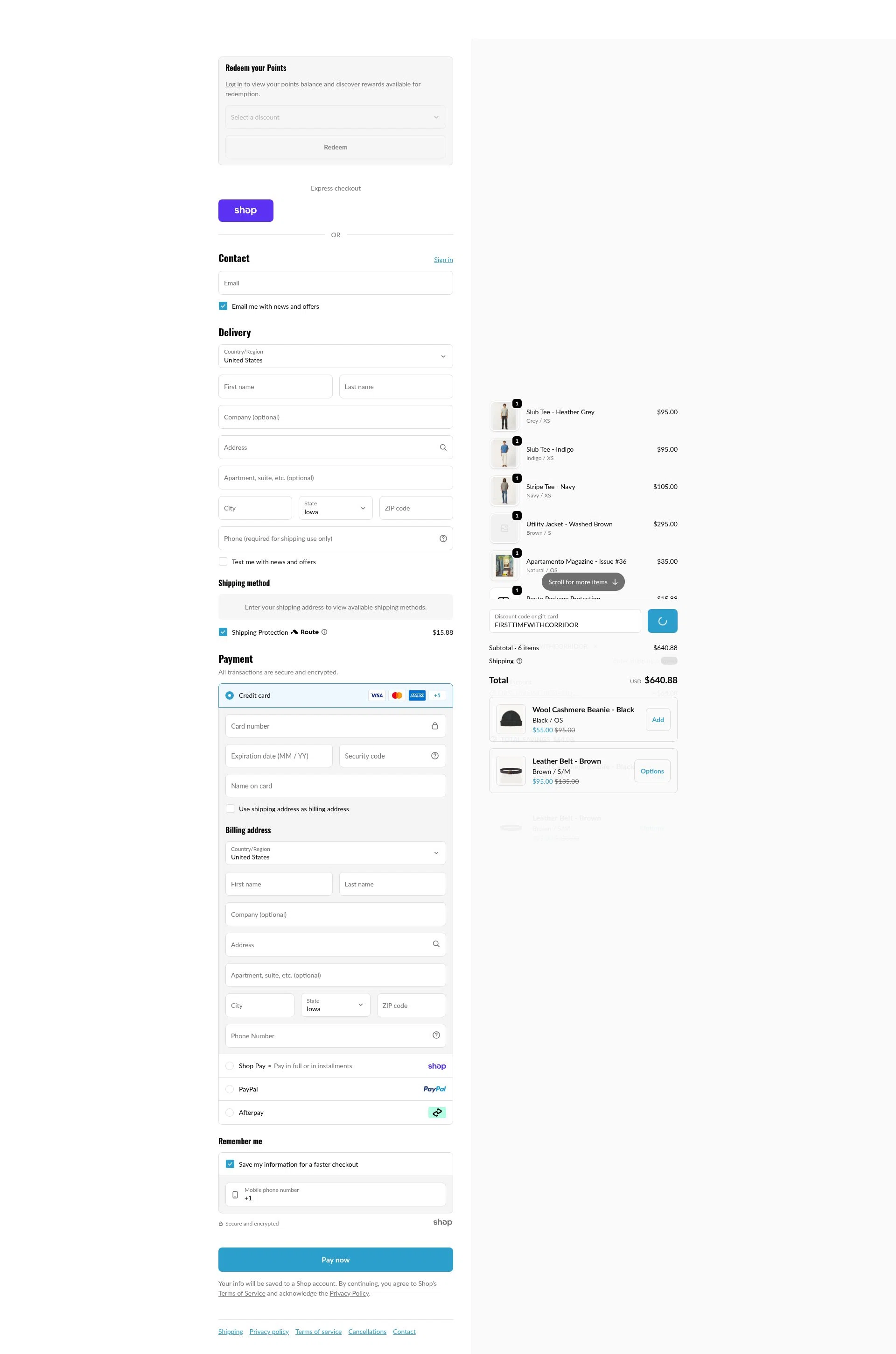 Corridor NYC checkout page showing Corridor NYC discount code box | Screenshot taken by SimplyCodes community member on Jan 23, 2026