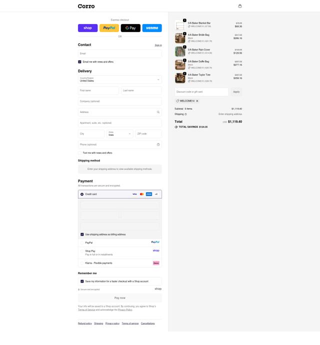 Corro checkout page showing Corro promo code box | Screenshot taken by SimplyCodes community member on Sep 18, 2025