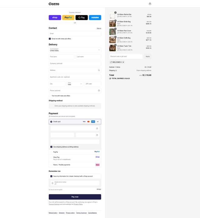 Corro checkout page showing Corro promo code box | Screenshot taken by SimplyCodes community member on Sep 14, 2025