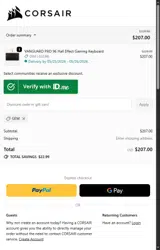 Corsair coupon verification screenshot