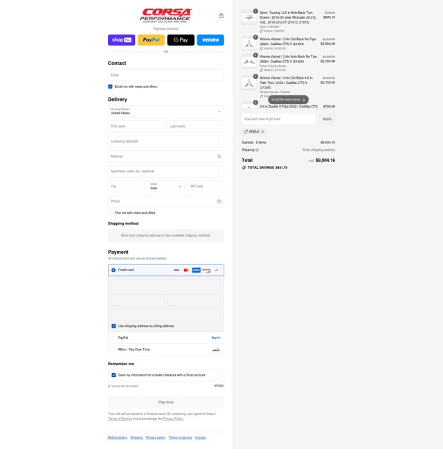 CORSA Performance checkout page showing CORSA Performance discount code box | Screenshot taken by SimplyCodes community member on Aug 17, 2025