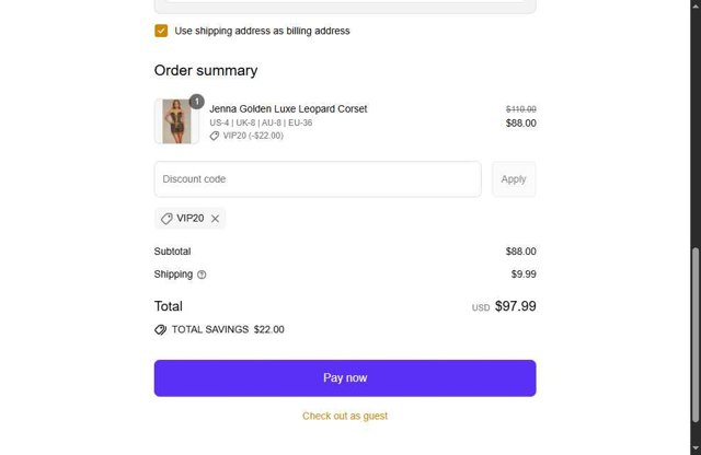 CorsetDeal checkout page showing CorsetDeal discount code box | Screenshot taken by SimplyCodes community member on Aug 26, 2025