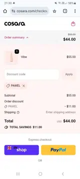 Cosara coupon verification screenshot