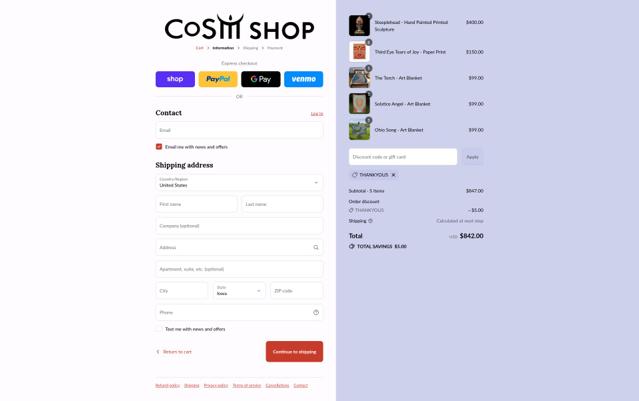CoSM Shop checkout page showing CoSM Shop discount code box | Screenshot taken by SimplyCodes community member on Sep 3, 2025