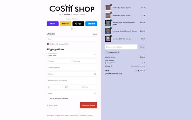 CoSM Shop checkout page showing CoSM Shop discount code box | Screenshot taken by SimplyCodes community member on Sep 11, 2025