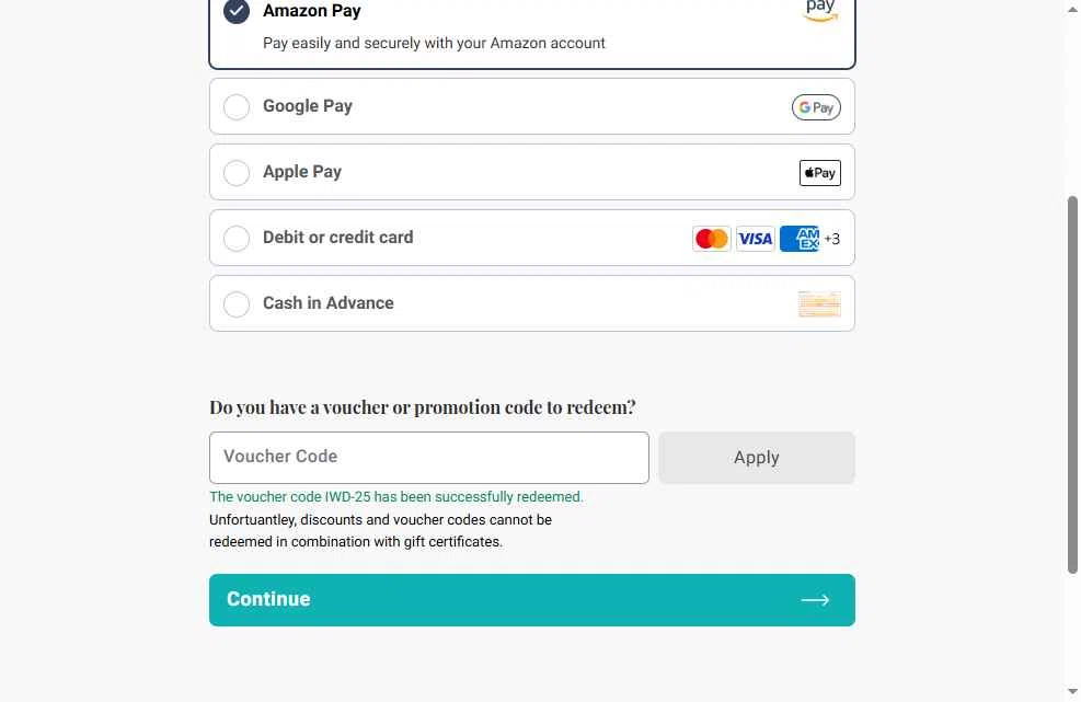 Cosmeterie checkout page showing Cosmeterie discount code box | Screenshot taken by SimplyCodes community member on Nov 12, 2025
