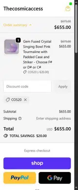 COS20 coupon verification screenshot