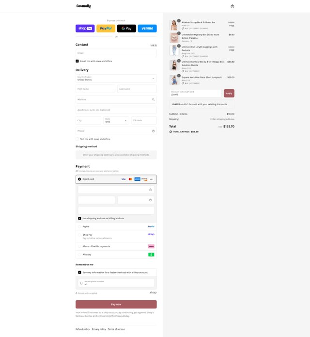 Cosmolle checkout page showing Cosmolle promo code box | Screenshot taken by SimplyCodes community member on Aug 27, 2025