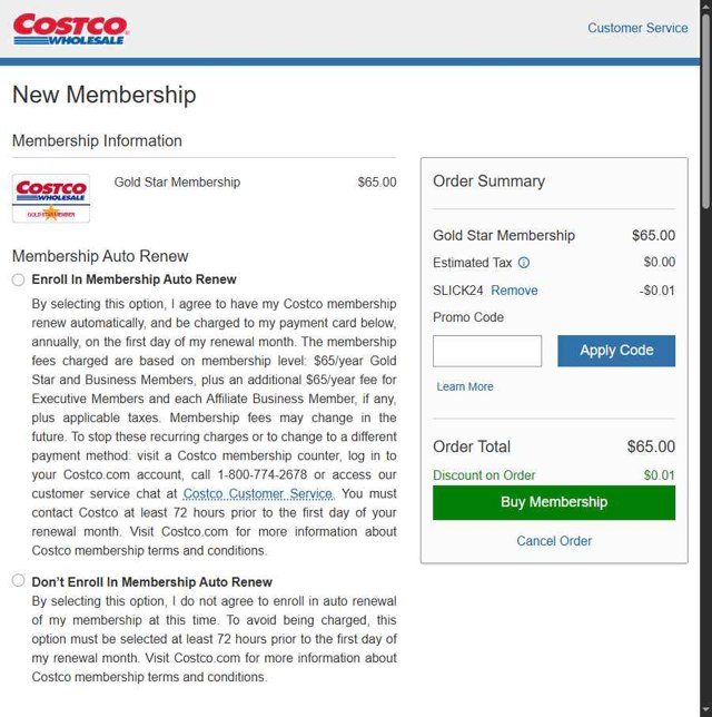 Costco checkout page showing Costco promo code box | Screenshot taken by SimplyCodes community member on Aug 25, 2025