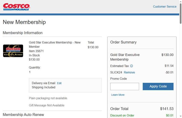 Costco checkout page showing Costco promo code box | Screenshot taken by SimplyCodes community member on Aug 21, 2025