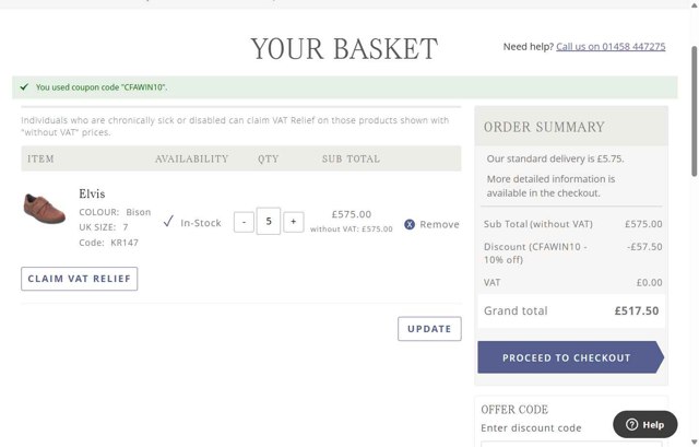 Cosyfeet checkout page showing Cosyfeet discount code box | Screenshot taken by SimplyCodes community member on May 14, 2025