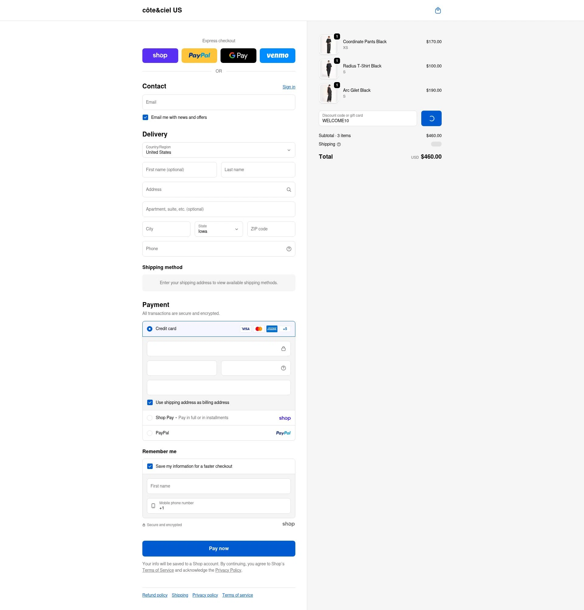 Côte & Ciel checkout page showing Côte & Ciel promo code box | Screenshot taken by SimplyCodes community member on Jan 29, 2026