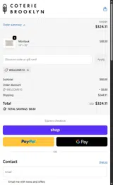 WELCOME10 coupon verification screenshot
