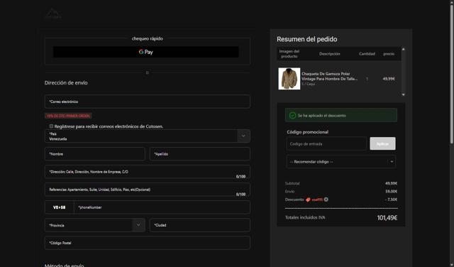 Cotosen checkout page showing Cotosen coupon code box | Screenshot taken by SimplyCodes community member on Sep 10, 2025