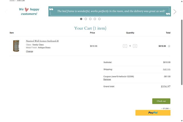 Cottage and Bungalow checkout page showing Cottage and Bungalow promo code box | Screenshot taken by SimplyCodes community member on Aug 6, 2025
