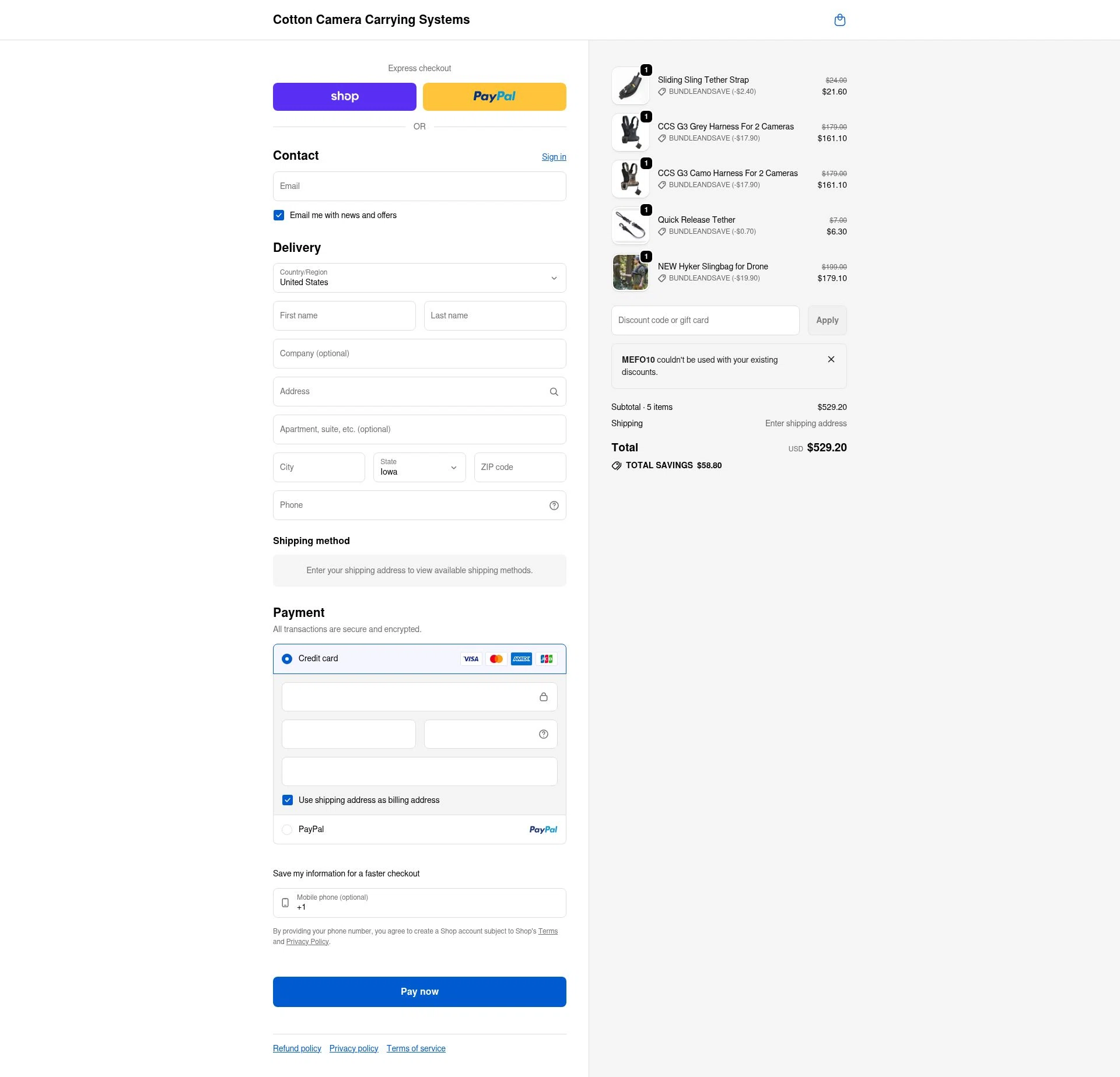 Cotton Carrier checkout page showing Cotton Carrier discount code box | Screenshot taken by SimplyCodes community member on Feb 13, 2026