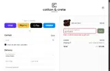 Cotton & Crete coupon verification screenshot