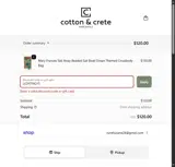 Cotton & Crete coupon verification screenshot