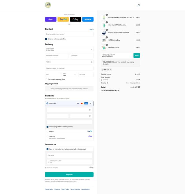 CoTZ checkout page showing CoTZ discount code box | Screenshot taken by SimplyCodes community member on Sep 9, 2025