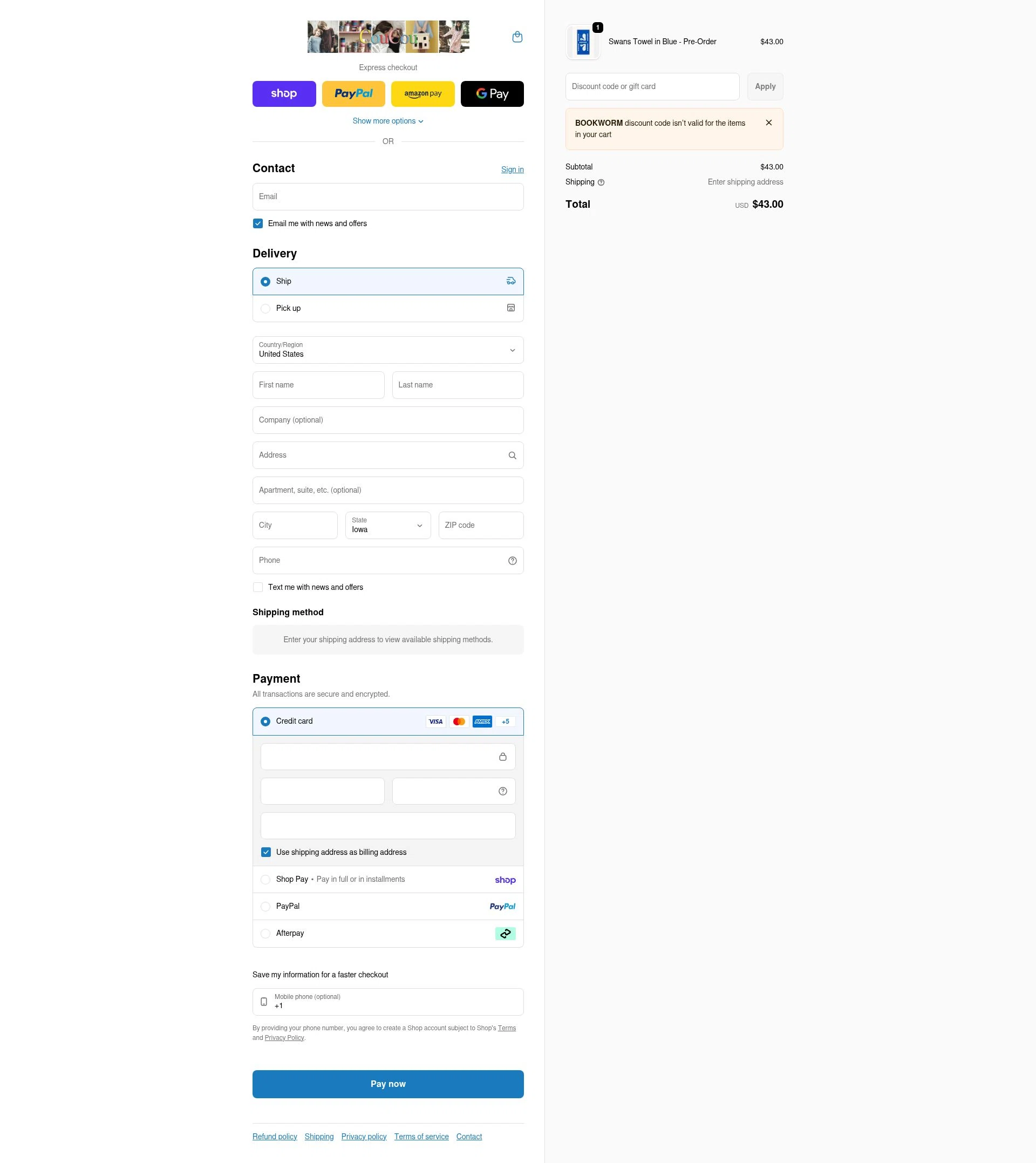 CouCou checkout page showing CouCou discount code box | Screenshot taken by SimplyCodes community member on Feb 4, 2026