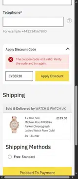 Country Attire coupon verification screenshot