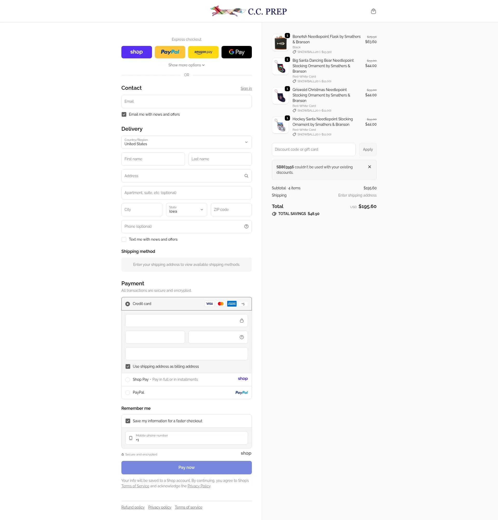 Country Club Prep checkout page showing Country Club Prep promo code box | Screenshot taken by SimplyCodes community member on Dec 24, 2025
