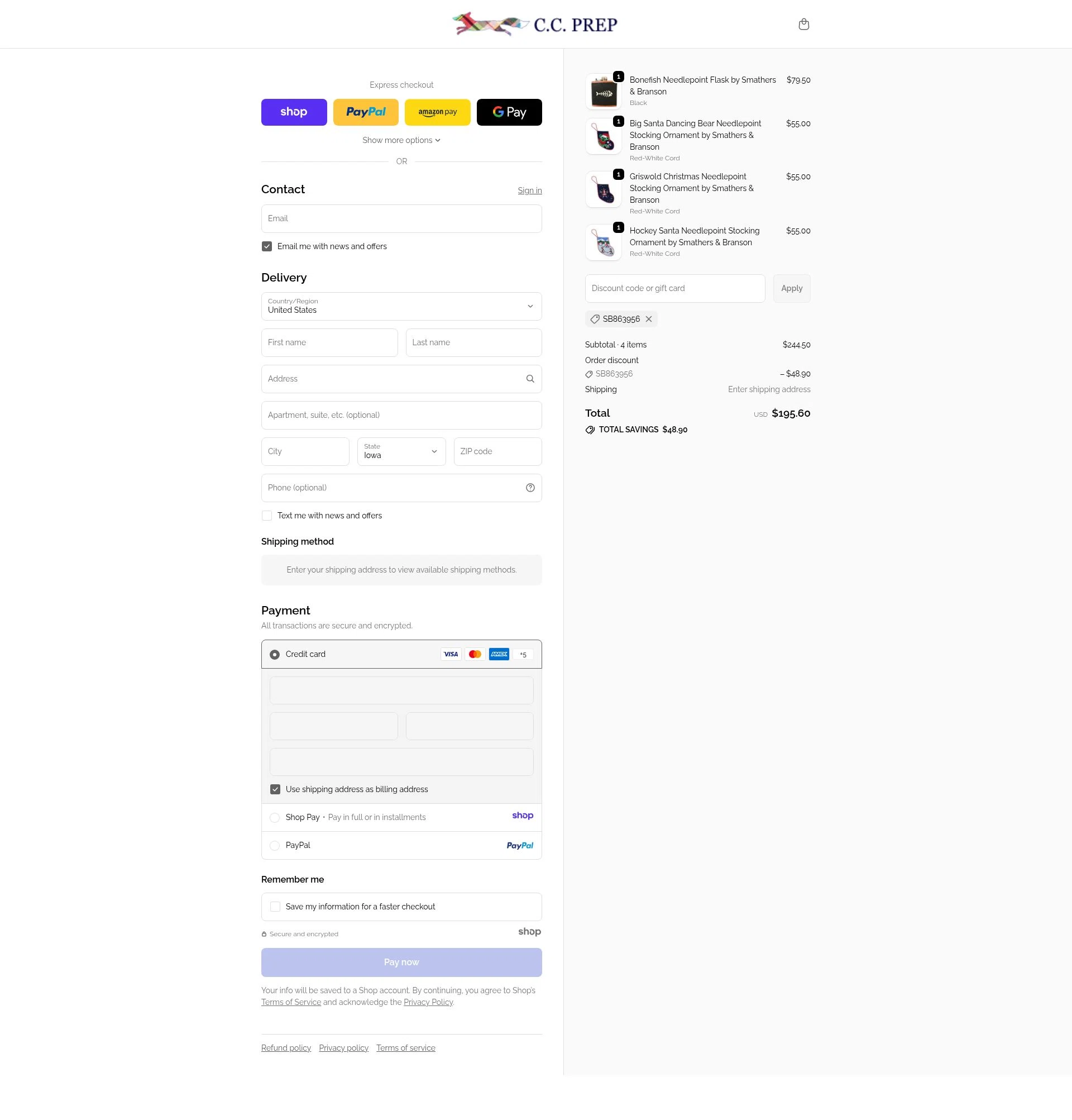 Country Club Prep checkout page showing Country Club Prep promo code box | Screenshot taken by SimplyCodes community member on Dec 18, 2025