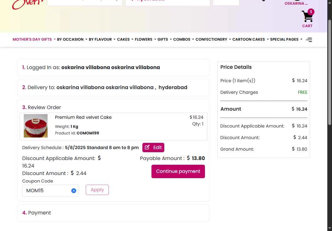 Countryoven checkout page showing Countryoven coupon code box | Screenshot taken by SimplyCodes community member on May 7, 2025