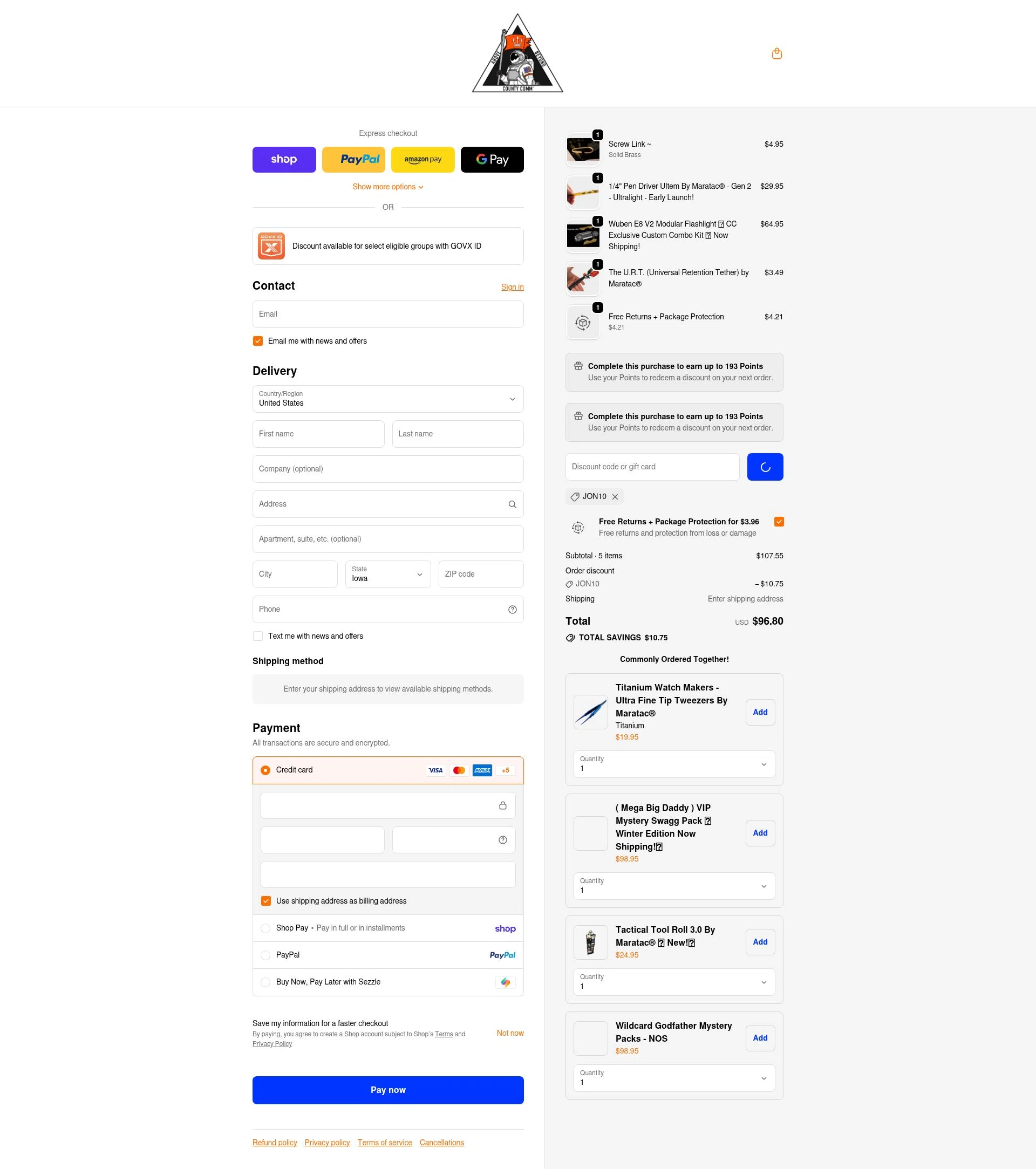 CountyComm checkout page showing CountyComm discount code box | Screenshot taken by SimplyCodes community member on Feb 19, 2026