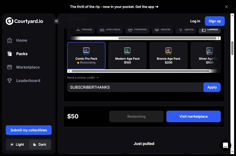 Courtyard.io checkout page showing Courtyard.io promo code box | Screenshot taken by SimplyCodes community member on Nov 14, 2025