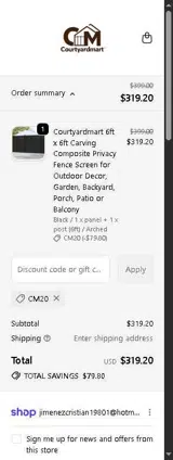 CM20 coupon verification screenshot
