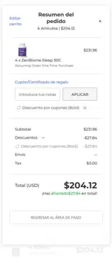 Bold coupon verification screenshot