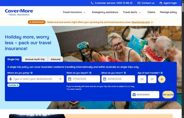 Cover-More checkout page showing Cover-More promo code box | Screenshot taken by SimplyCodes community member on Sep 16, 2025