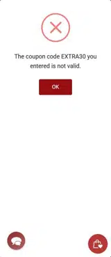 EXTRA30 coupon verification screenshot