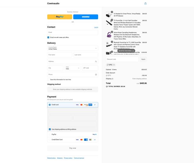 Cowin checkout page showing Cowin promo code box | Screenshot taken by SimplyCodes community member on Sep 8, 2025