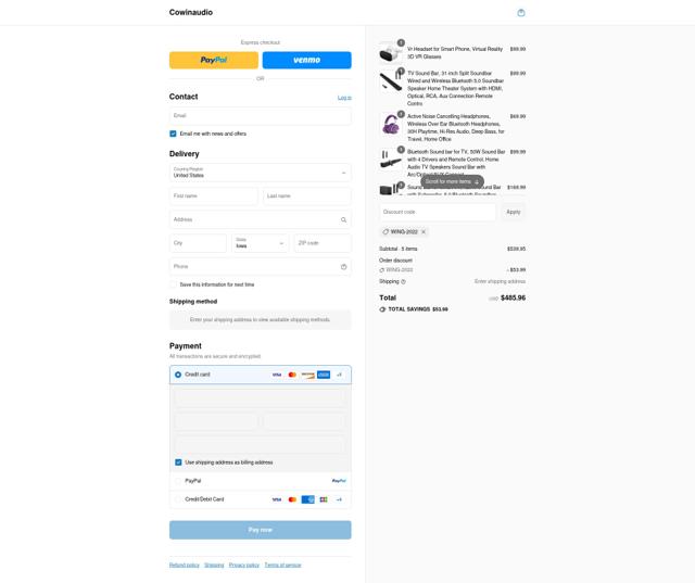 Cowin checkout page showing Cowin promo code box | Screenshot taken by SimplyCodes community member on Sep 8, 2025