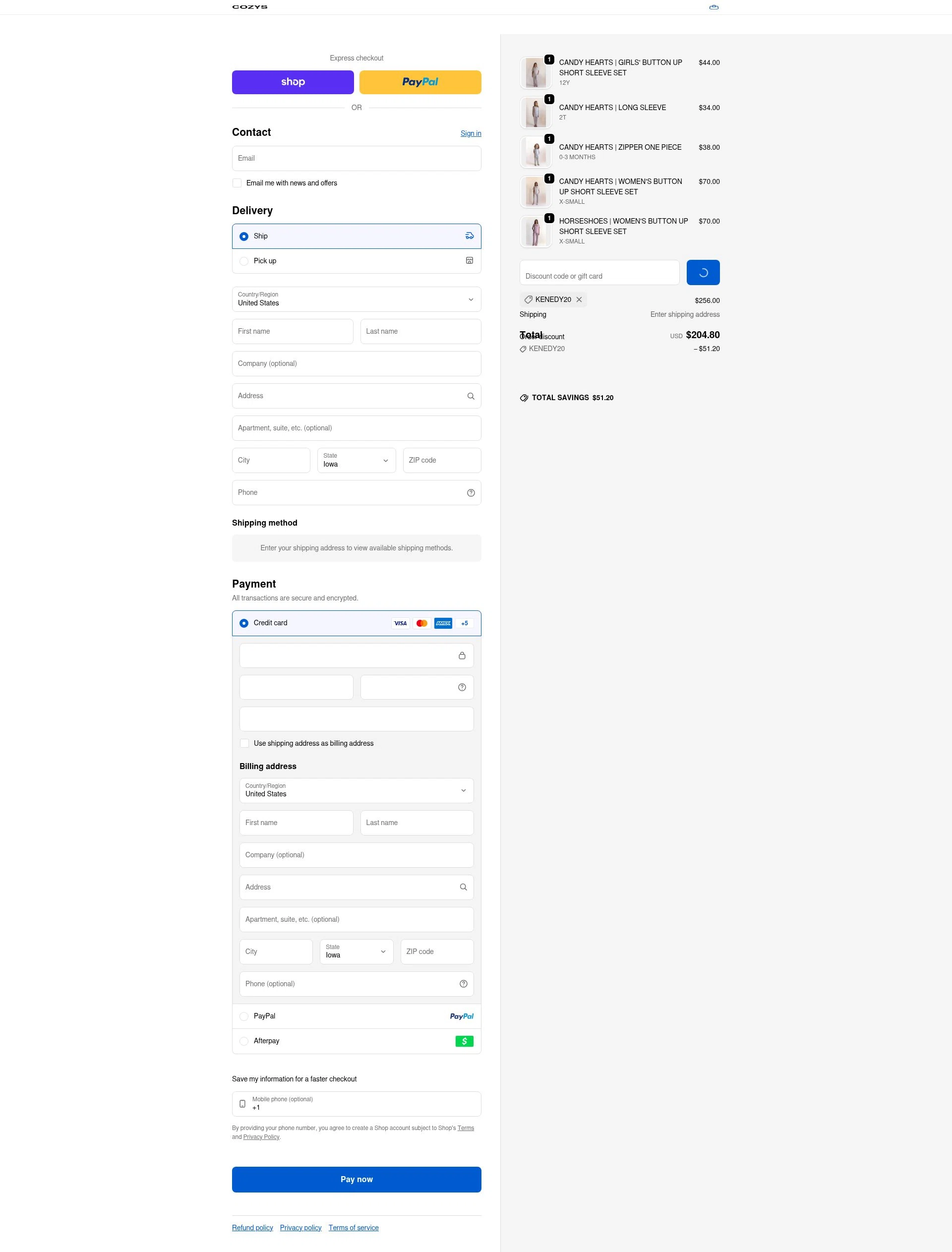 Cozys Blankets checkout page showing Cozys Blankets discount code box | Screenshot taken by SimplyCodes community member on Feb 5, 2026