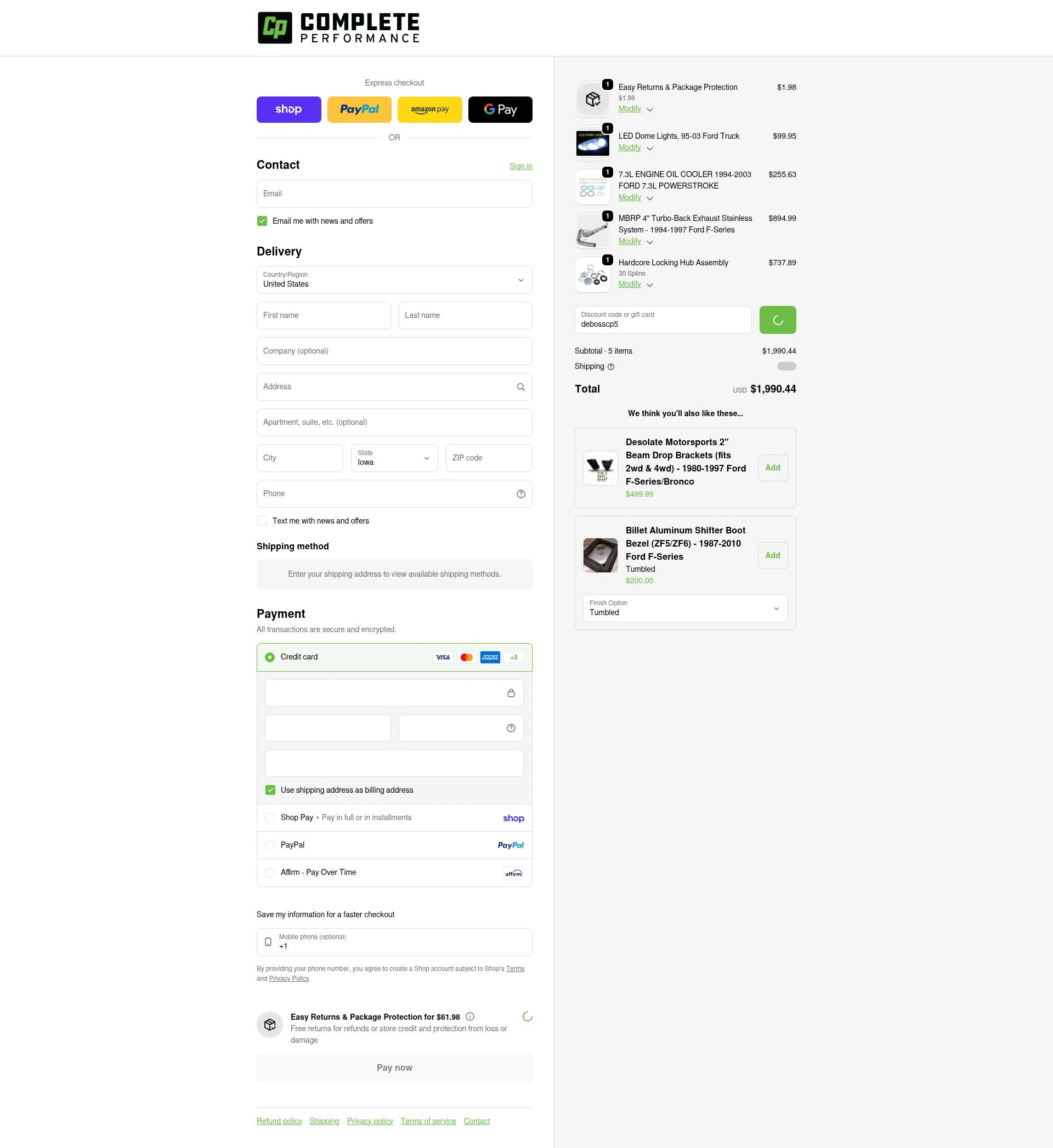 CP Addict checkout page showing CP Addict discount code box | Screenshot taken by SimplyCodes community member on Feb 23, 2026