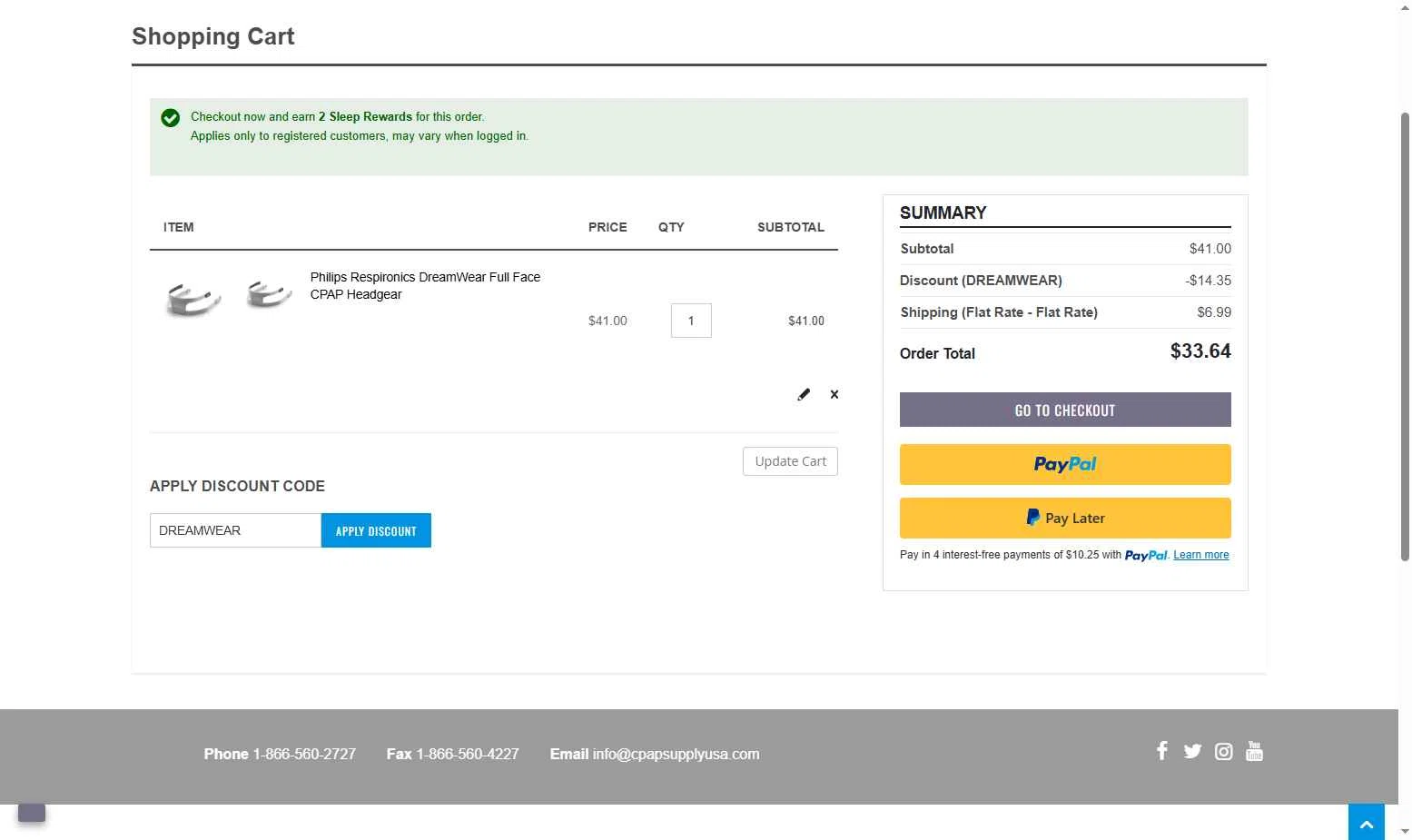 CPAP Supply USA checkout page showing CPAP Supply USA discount code box | Screenshot taken by SimplyCodes community member on Sep 27, 2025