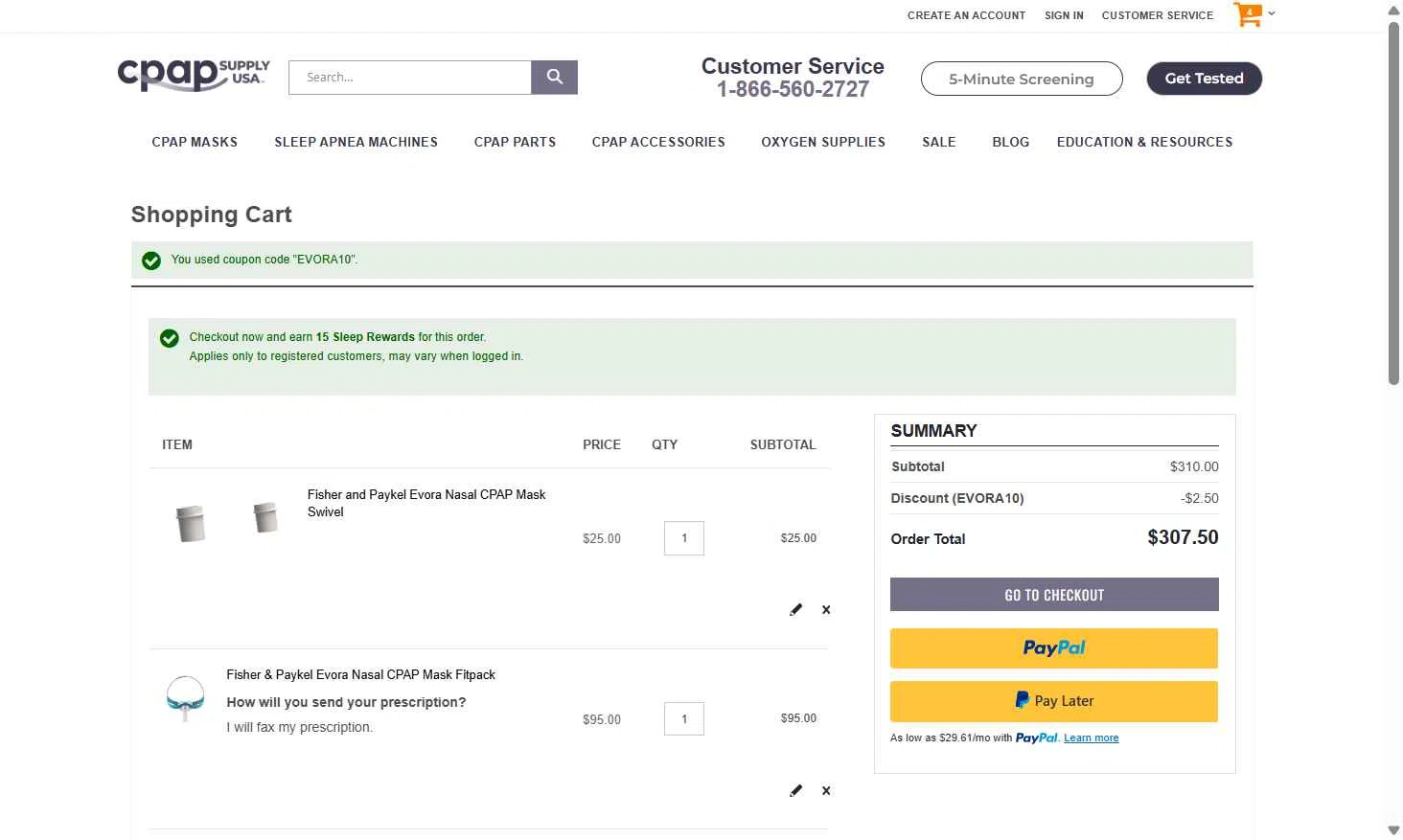 CPAP Supply USA checkout page showing CPAP Supply USA discount code box | Screenshot taken by SimplyCodes community member on Sep 27, 2025
