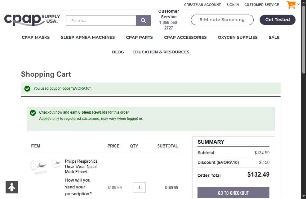 CPAP Supply USA checkout page showing CPAP Supply USA discount code box | Screenshot taken by SimplyCodes community member on Sep 27, 2025