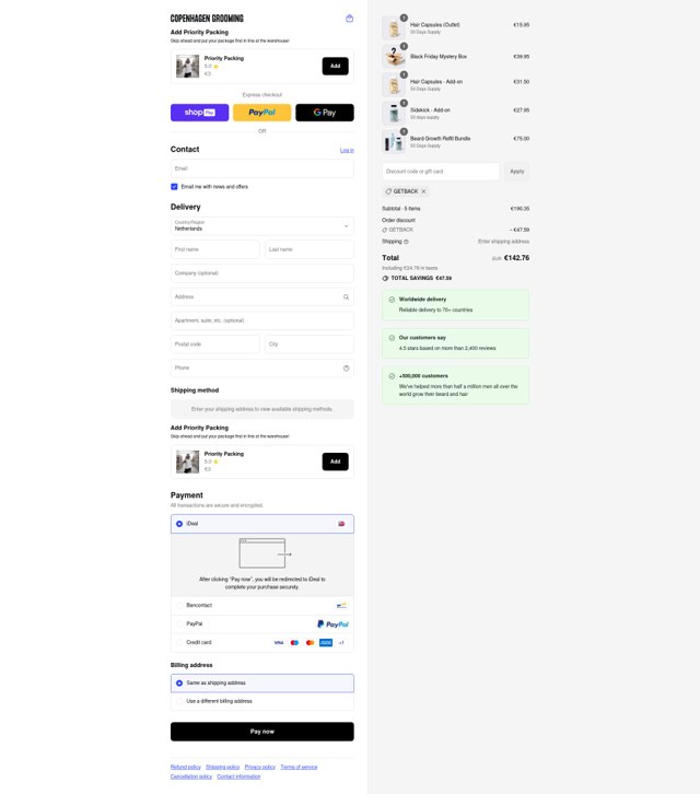 Copenhagen Grooming checkout page showing Copenhagen Grooming coupon code box | Screenshot taken by SimplyCodes community member on Jul 20, 2025