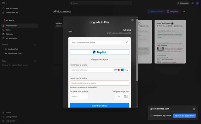 Craft checkout page showing Craft promo code box | Screenshot taken by SimplyCodes community member on Sep 1, 2025