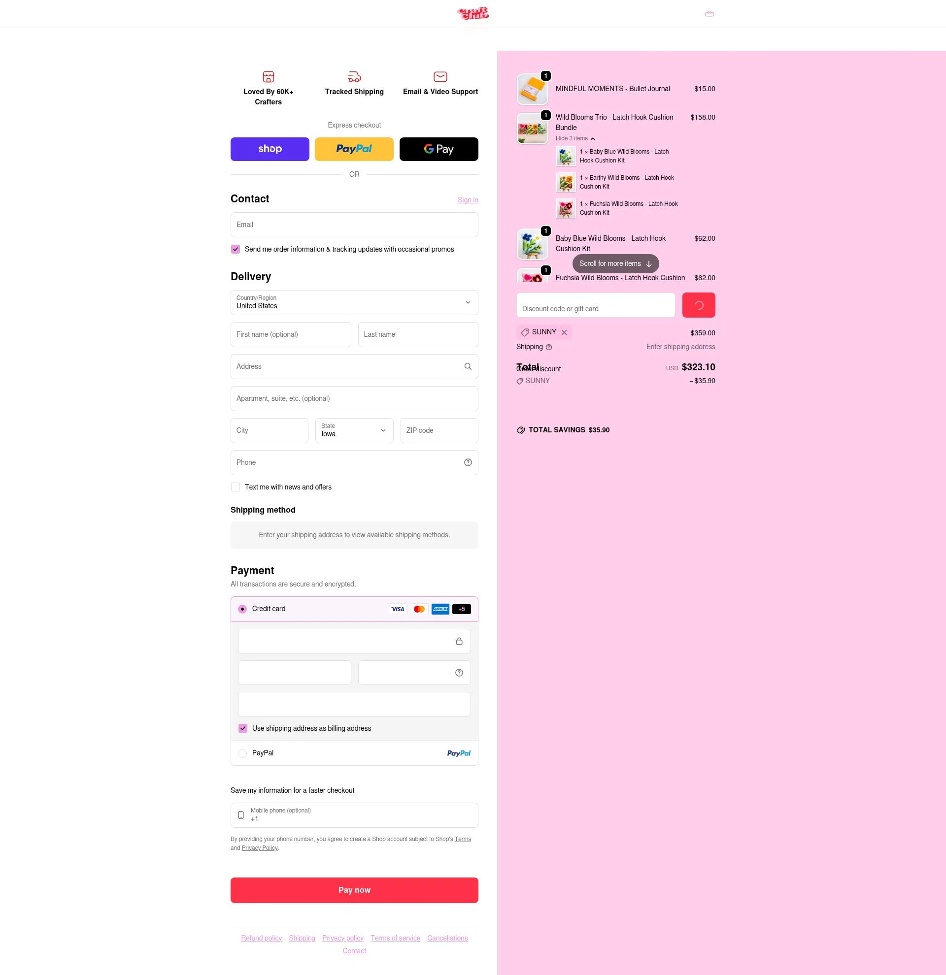 Craft Club Co checkout page showing Craft Club Co discount code box | Screenshot taken by SimplyCodes community member on Feb 4, 2026