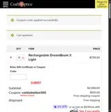 CORKIEBOLTON100 coupon verification screenshot